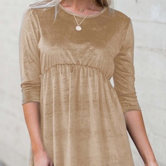 Velour mini dress Champagne color size 2x NWT - Picture 4 of 9